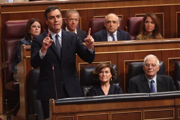 El president del Govern en fucniones, Pedro Sánchez, compareix en sessió de control al Govern en funcions un dia després de conixer-se la gairebé plena seguretat d'unes eleccions el 10 de novembre, a Madrid (Espanya), a 18 de setembre de 2019.