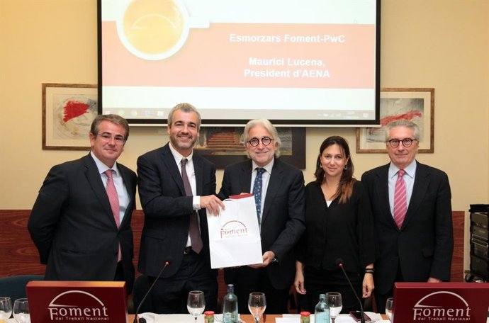 El presidente de Aena, Maurici Lucena, en un ciclo de Foment del Treball y PwC