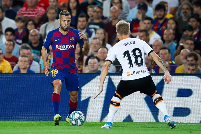 Jordi Alba of FC Barcelona during the spanish league football match played between FC Barcelona v Valencia CF at Camp Nou Stadium in Barcelona, Spain, on September 14, 2019.