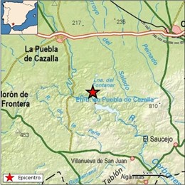 Epicentro del seísmo ocurrido en la localidad sevillana de La Puebla de Cazalla