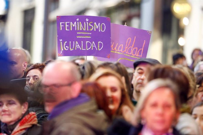 Manifestación de la huelga feminista en Madrid