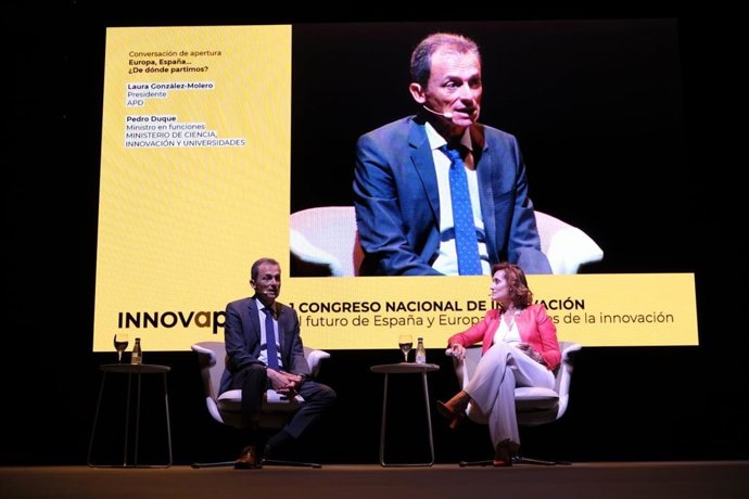 El ministro de Ciencia, Innovación y Universidades en funciones, Pedro Duque, en la inauguración del Congreso Nacional de Innovación en Madrid.