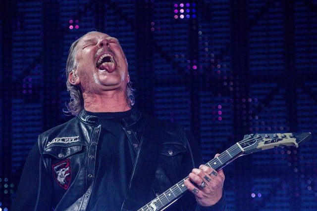 James Hetfield, de la banda estadounidense Metallica, en un concierto en Madrid el 3 de mayo en Valdebebas- IFEMA (Madrid).