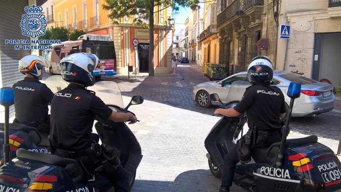 Policías nacionales en el centro de Jerez