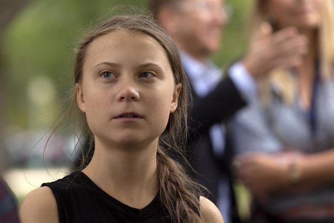9/17/2019 - Washington, District of Columbia, United States of America: Youth climate activist Greta Thunberg joined United States Senator Ed Markey (Democrat of Massachusetts) at a press conference on climate change outside the U.S. Capitol in Washingt