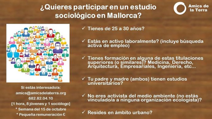 Cartel estudio sociológico Amics de la Terra