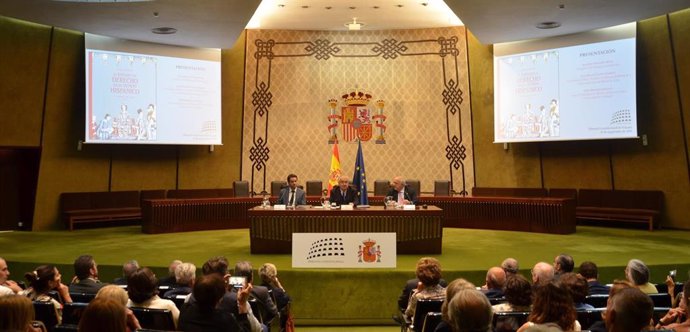 El presidente del Tribunal Constitucional de España, Juan José González Rivas, durante la presentación de la obra 'El Estado de Derecho en el Mundo Hispánico' en la sede de la institución