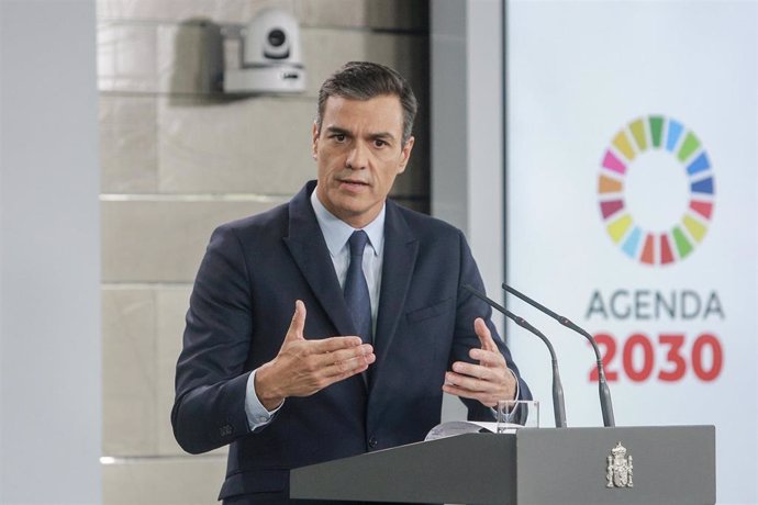 El presidente del Gobierno, Pedro Sánchez, ofrece una rueda de prensa  posterior a su reunión con el Rey para proponer candidato a la Presidencia del Gobierno, en el complejo de La Moncloa, Madrid (España) a 17 de septiembre de 2019.