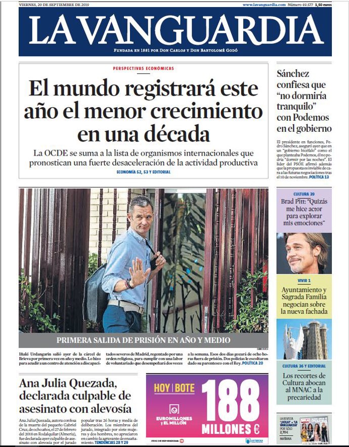 La Portada De El Peridico Del 20 De Octubre Del 2019 La "Marcha Del