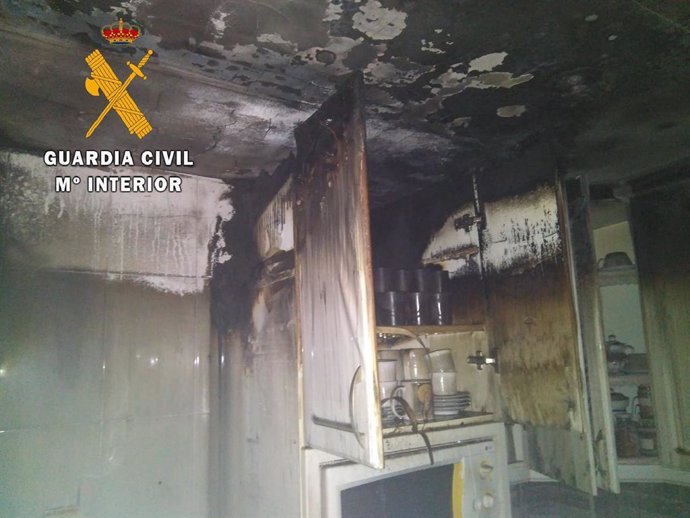 Daños provocados por el fuego en la vivienda de Jaraíz de la Vera