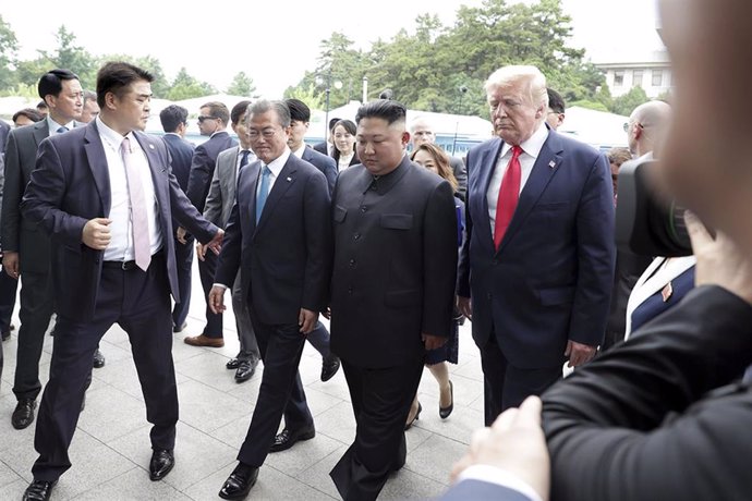 Moon Jae In, Kim Jong Un y Donald Trump
