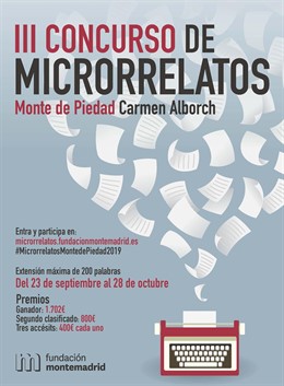 Cartel del Concurso de Microrrelatos Monte Piedad 'Carmen Alborch'