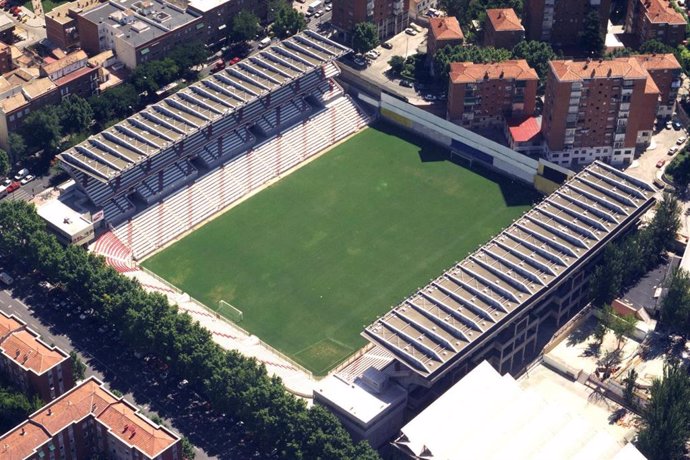 Imagen aérea del Estadio de Vallecas del Rayo Vallecano de Madrid