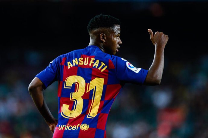 31 Ansu Fati of FC Barcelona during the La Liga match between FC Barcelona and Real Betis Balompie in Camp Nou Stadium in Barcelona 25 of August of 2019, Spain.