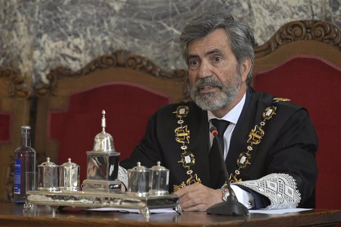 El presidente del Tribunal Supremo, Carlos Lesmes, preside la toma de posesión de José María Gómez y Díaz-Castroverde como nuevo presidente del Tribunal Superior de Xustiza de Galicia (TSXG), en su sede en A Coruña (España), a 20 de septiembre de 2019.