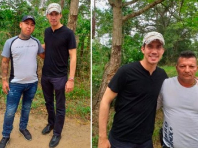 Juan Guaidó con miembros de Los Rastrojos en Colombia
