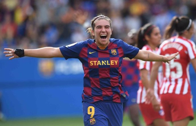 Mariona Caldentey celebra un gol con el FC Barcelona.