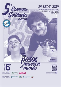 Cartel de la Carrera Solidaria Aefat con el actor Salva Reina.