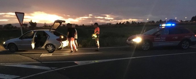 Vehículo identificado por la Policía Foral en Valtierra.
