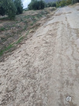Estado de una carretera de la Diputación de Jaén