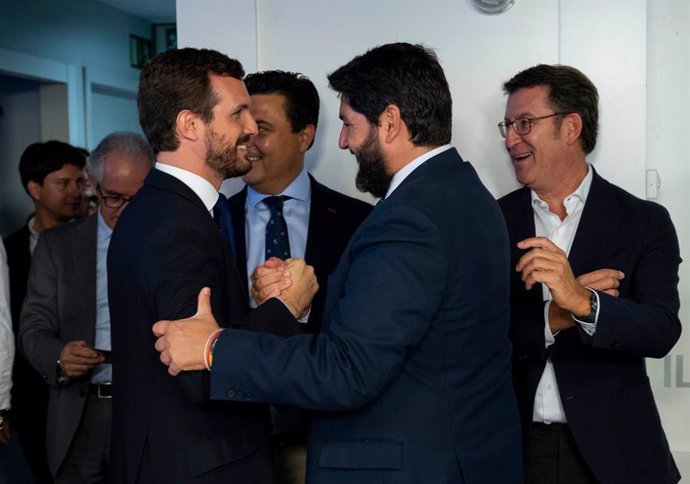 Fernando López Miras junto a Pablo Casado antes del Comité Ejecutivo Nacional