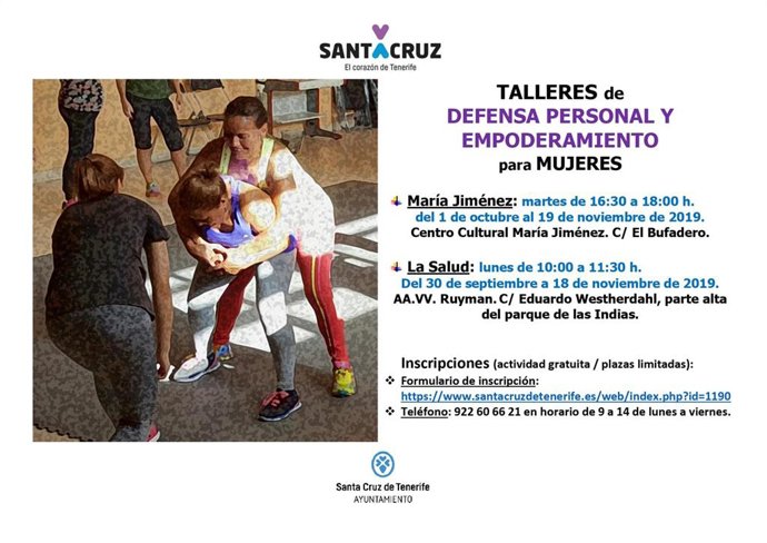 Cartel que anuncia unos talleres de empoderamiento de la mujer en Santa Cruz de Tenerife