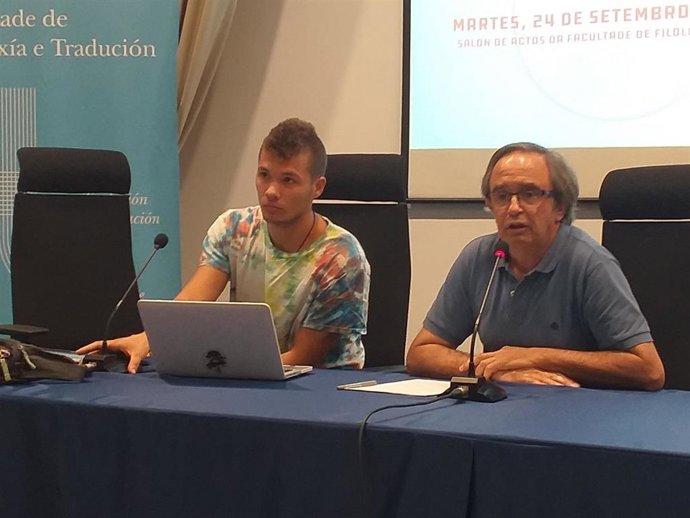 Kai Baltruch, de Movemento Galego polo Clima, en la presentación de la plataforma en la UVigo.