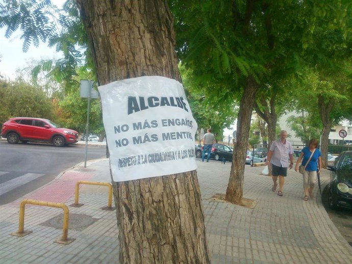 Uno de los carteles situados en el municipio