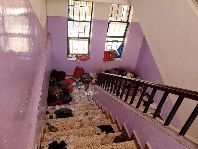 Escuela bombardeada en Yemen.