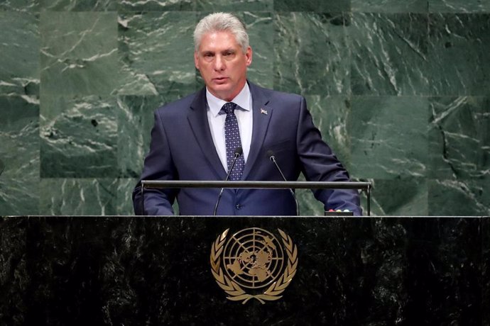 El presidente de Cuba, Miguel Diaz-Canel, ante la Asamblea General de la ONU (Imagen de archivo)