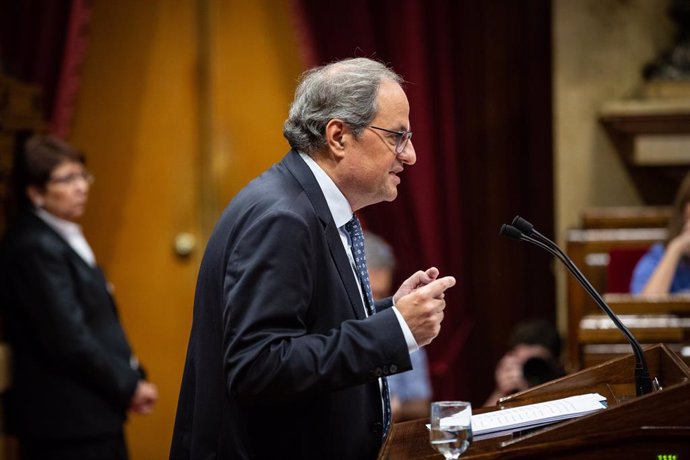El president de la Generalitat, Quim Torra durant la seva intervenció en el debat sobre política general al Parlament de Catalunya, a Barcelona, a 25 de setembre de 2019.