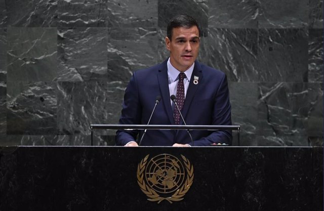 El president del Govern central, Pedro Sánchez, en el seu discurs davant l'ONU