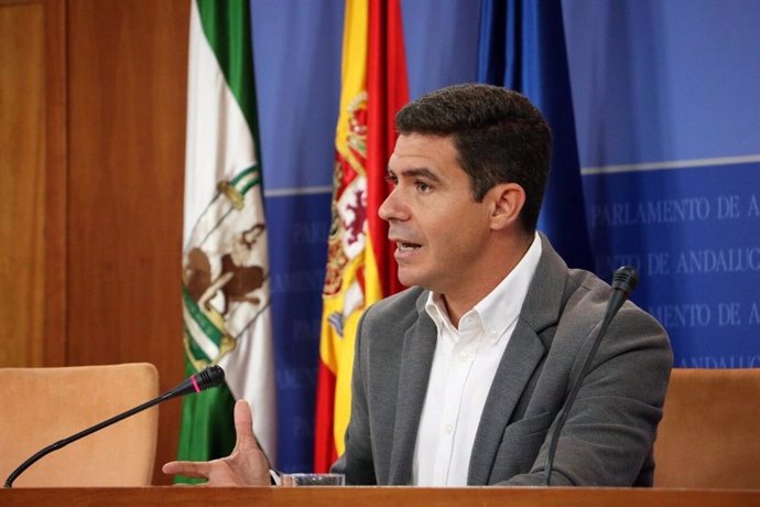 El portavoz parlamentario de Ciudadanos (Cs), Sergio Romero, este miércoles en rueda de prensa
