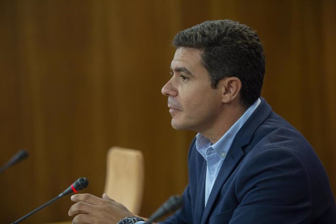 Rueda de prensa del portavoz del Grupo Parlamentario Ciudadanos (Cs), Sergio Romero. En el Parlamento de Andalucía.