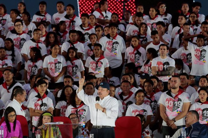 Daniel Ortega durante un acto en Managua