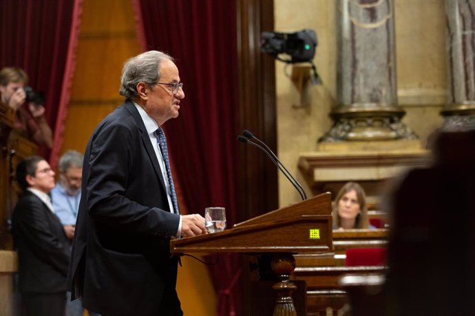 El president de la Generalitat, Quim Torra durant la seva intervenció en el debat sobre política general al Parlament de Catalunya, a Barcelona, a 25 de setembre de 2019.