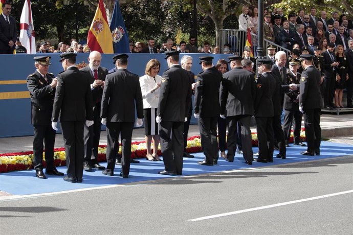 Entrega de medallas a polícias galardonados durante el acto celebrado por el Día de la Policía, en Logroño (España), a 25 de septiembre de 2019.