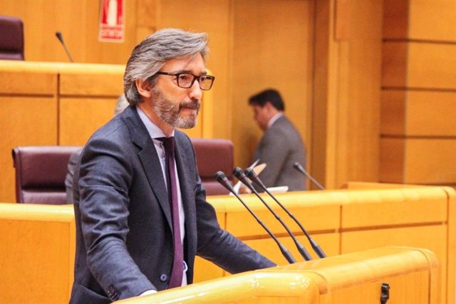 El presidente del PP de Alava y senador, Iñaki Oyarzábal , durante una comparecencia en la Cámara Alta