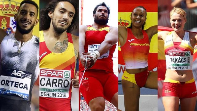 Orlando Ortega, Fernando Carro, Javier Cienfuegos, Ana Peleteiro y Julia Takacs