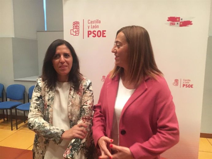 Esther Peña, secretaria general del PSOE de Burgos, y Virginia Barcones, vicesecretaria general del PSCyL.