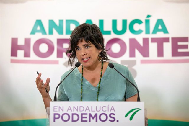 Rueda de prensa de la coordinadora de Podemos Andalucía, Teresa Rodríguez. Foto de archivo