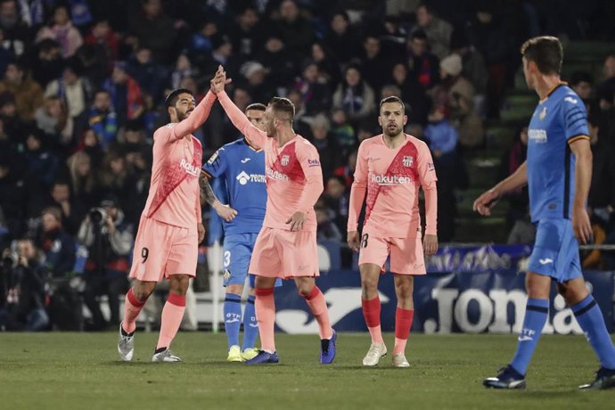 Luis Suárez celebra un gol ante el Getafe en la Liga Santander 2018/19