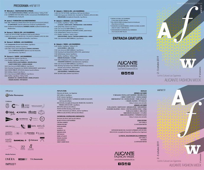 Folleto de la Alicante Fashion Week 2019
