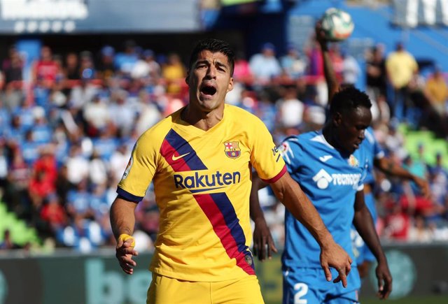 Luis Suárez celebra un gol con el FC Barcelona.