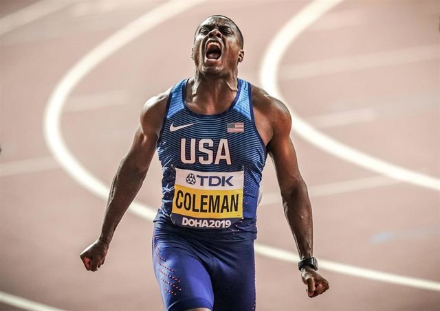 Christian Coleman, ganador de los 100 metros en el Mundial de Doha