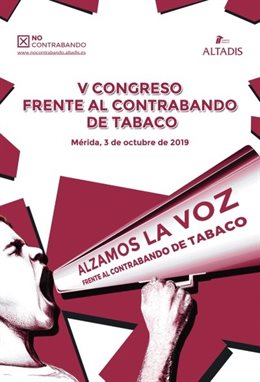 Cartel de un congreso en Mérida contra el contrabando de tabaco