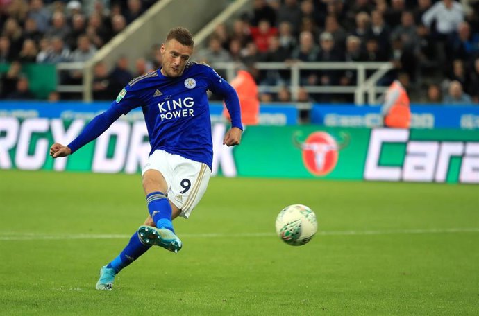 Jamie Vardy, en un partido con el Leicester City.