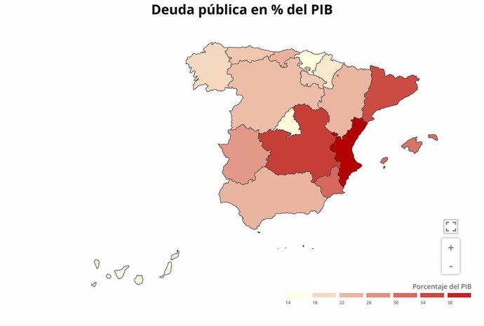 Mapa de deuda pública por comunidades
