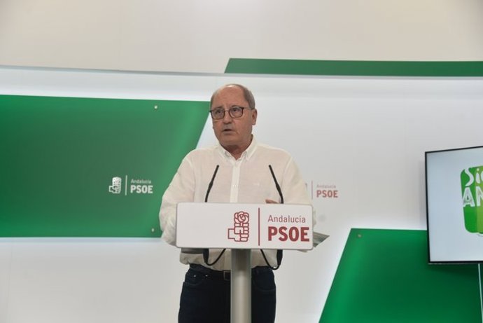 El secretario de Organización del PSOE-A, Juan Cornejo, en rueda de prensa