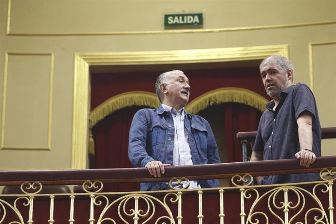 Los secretarios generales de los sindicatos UGT y CCOO,  Pepe Álvarez y  Unai Sordo